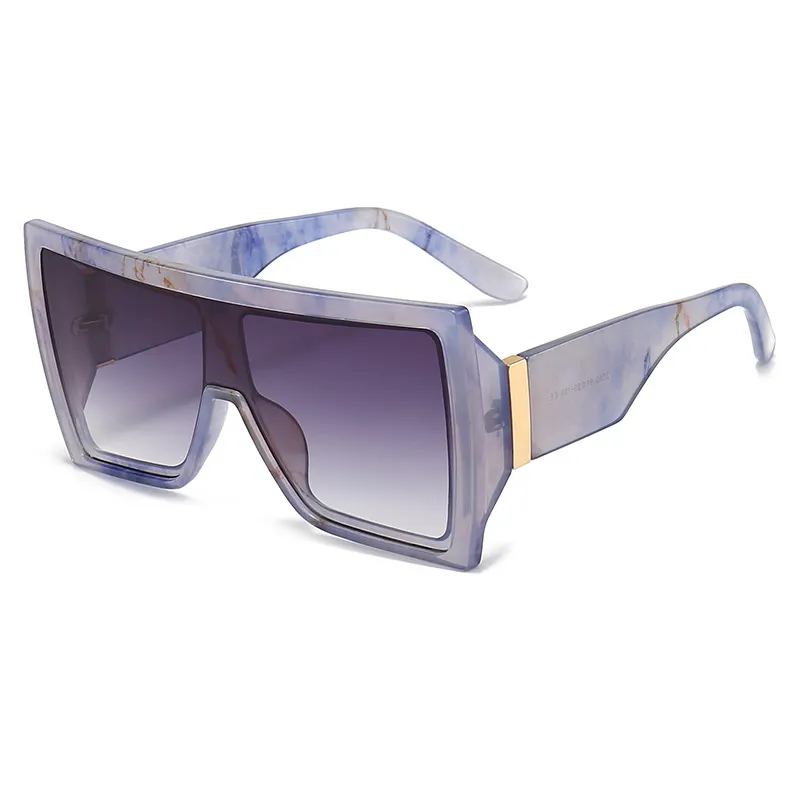 Fashion Uv400 Women Men 2023 Flat Top Punk Sun Glasses Outdoor Shades One Piece Rectangle Oversized Sunglasses