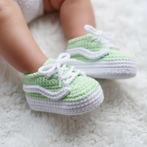 Handgefertigte Häkel-Babyschuhe mit Schnürung, gestrickte Krabbelschuhe, weiche Indoor-Lauflernschuhe - Product Image 2