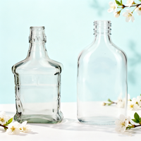 Bouteille en verre ovale plate exquise et portable VISTA 188ml/200ml transparente avec bouchon à vis pour Tequila