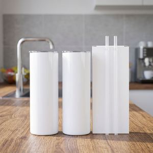Vaso Térmico de Acero Inoxidable de 15 oz, Doble Pared, con Pajita, Diseño Minimalista, para Viajes, en Caja Blanca - Product Image 3