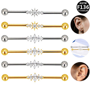 Clous d'oreilles géométriques plaqués titane F136, bijoux de piercing tendance en alliage de titane pour l'oreille, boucles d'oreilles pour fêtes - Product Image 1