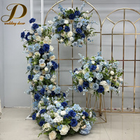 JIMDA Promo Spesial Set Runner Bunga Biru Elegan Custom, Panel Bunga Artificial Real Touch untuk Pesta Pernikahan dan Acara