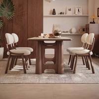 Ensemble de table à manger rectangulaire de style chinois moderne et durable avec plateau en pierre, 4 chaises, pieds en bois massif, meubles pour la maison, 6 places