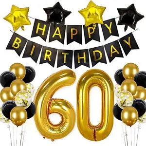 40th 50th 60th 70th जन्मदिन की आपूर्ति पैक गुलाब सोने काले चांदी 60 जन्मदिन की पार्टी सजावट गुब्बारे सजावट के लिए सेट