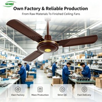 Senbi Fan Metal 36 İnç Tavan Vantilatörü 3 Kanatlı 5 Hızlı Kahverengi AC 220V Ev Tipi