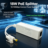 ANPA AP-PD48G 48V Splitter PoE Isolé Plug & Play 12V 2A 24W 10/100Mbps IEEE 802.3af/at Double PD 12/36 45/78 DC 5.5x2.1mm Plastique