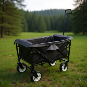 Carrito Plegable Db con 4 Ruedas, Carrito de Metal Negro para Playa, Camping, Compras y Supermercado - Product Image 2