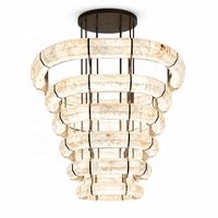 Lustre moderne de luxe sur mesure Senfey à plusieurs niveaux en albâtre, LED, hauteur réglable, lampe suspendue pour la protection des yeux, hall d'hôtel, réception