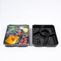 Boîte à repas en plastique jetable, boîte à bento à emporter, contenants alimentaires pour restaurant, boîte à bento avec 5 compartiments