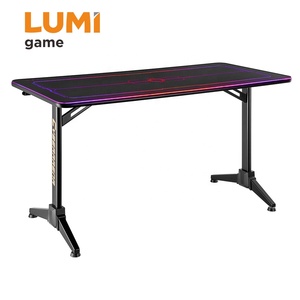 BLD02-147 Bureau de jeu RGB dynamique avec commandes tactiles intégrées, éclairage LED, support pour casque et porte-gobelet - Product Image 6
