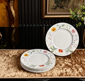 Colorful Floral Vine Design Ceramic Deep Bowl <b>Set</b> 6 <b>Pieces</b> For Serving Noodles And Meals - Product Image 2