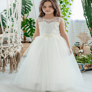 Vestido de Niña con Flores Blancas, Elegante Vestido de Encaje Bordado para Niñas, Diseño de Princesa para Boda, Primera Comunión - Product Image 5