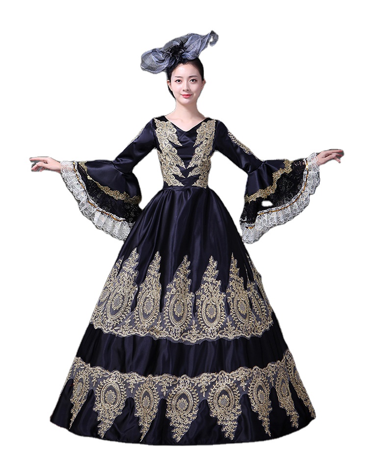 black and gold renaissance dress Mystic Ivy Black and Burgundy Renaissance Gown – Gothic Fantasy Wedding  Dress – A & M Enterprises Bridal main image 0