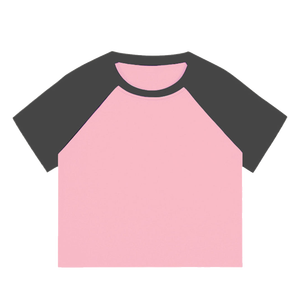 CB117-QLRL Ropa Urbana Personalizada con Estampado Gráfico para <span class=keywords><strong>Mujer</strong></span>, Top Corto de Color Sólido con Mangas Raglán - Product Image 3