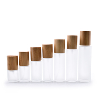 Botol Lotion Kaca Buram 30ml 50ml 60ml 100ml 120ml dengan Tutup Semprot Bambu