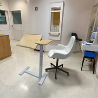 Bureau debout réglable pneumatique Table d'appoint inclinable en hauteur de bureau simple avec roues pour salle à manger d'hôpital