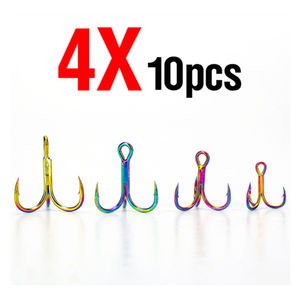 Alta calidad 4 #6 #8 #10 #10 Uds accesorios de cebo gancho de Color aparejos de pesca tienda suministros de equipo de acero tres libros - Product Image 3