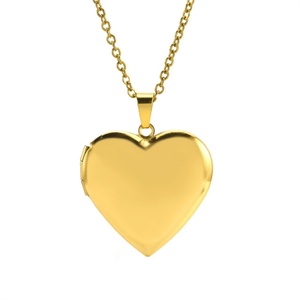 Hot Selling Stainless Steel 18K Gold Plated Water Drop Link Chain Engagement Photo Frame <b>Locket</b> Pendant Necklace - Product Image 3