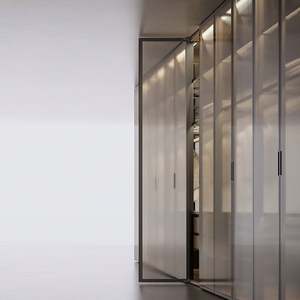 Custom Luxury Aluminum Frame Glass Bedroom <b>Wardrobes</b> Latest Design Modern Simple Storage Closets <b>for</b> Villa with Wood <b>Drawers</b> - Product Image 4