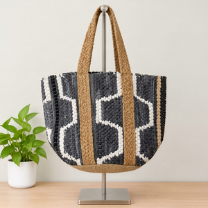 Fashionable Braided Jute Cotton Chindi Beach Tote <b>Bags</b> Large Shopping <b>Bags</b> with Custom Logo best for shopping <b>bags</b> for girls - Product Image 1