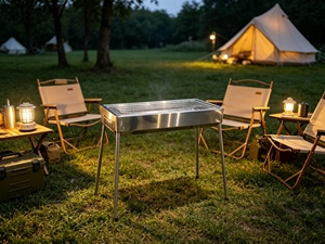 Portable Stainless Steel Charcoal <strong>BBQ</strong> Grill <strong>Foldable</strong> Heavy Duty 4-6 Person Barbecue Grill for Outdoor Family Party Camping - Product Image 6