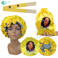 Extension de cheveux avec logo personnalisé Sacs à cordon en satin Perruque fondante en dentelle Bandeau élastique pour cheveux Bonnets pour cheveux en satin doux double face