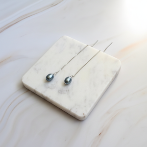 Pendientes de perlas de agua dulce de cadena larga de plata 925, joyería de piedras preciosas naturales increíbles, perlas sueltas, para regalo de aniversario - Product Image 1