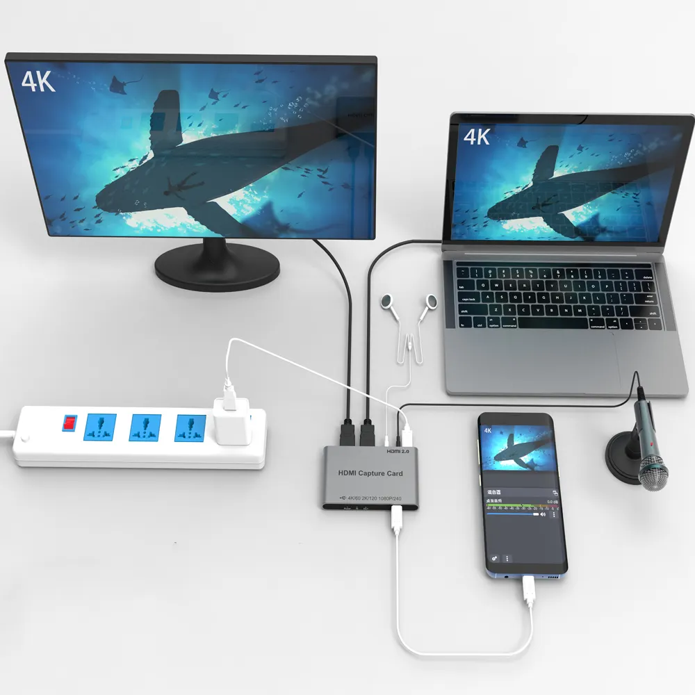 HDMI USB 3.0 Video Capture Card USB C 1080p Video Capture Card 4K cho chơi game streaming phát sóng trực tiếp video ghi âm