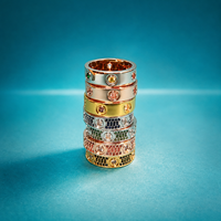 Parures de bijoux tendance pour femmes, design de marque de luxe, colorées, plaquées or 18 carats, en laiton et zircone, avec anneaux et bracelets à visser en forme de cœur