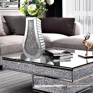 Luxus Crushed Diamond Spiegel Silber Glas Kristall Blumenvase für Hotels Hochzeit Home Decor Crushed Diamond Vase