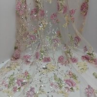 Tissu en dentelle à mailles brodé de perles et de paillettes, style chinois traditionnel, pour vêtements de cérémonie pour enfants, tissu à paillettes brodé au laser