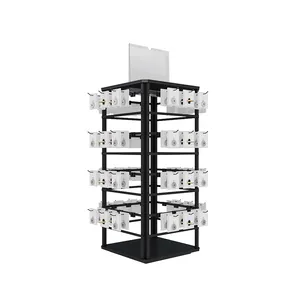 Vente d'usine luminaires de magasin d'oreille plancher de fer personnalisé tournant 360 présentoirs de bijoux rotatifs pour spectacle