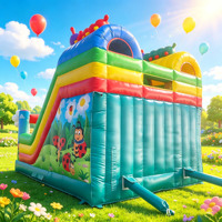Château gonflable commercial combiné papillon avec toboggan sec pour la location de fêtes d'enfants