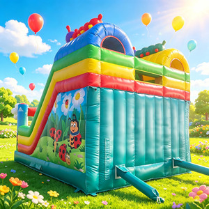 Château gonflable commercial combiné papillon avec toboggan sec pour la location de fêtes d'enfants - Product Image 6