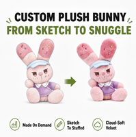 Peluche Lapin Crème Glacée Rose Personnalisée en Coton PP et Polyester Brodé, Tissu Ultra Doux Anti-Stress, Vente Directe Usine OEM ODM