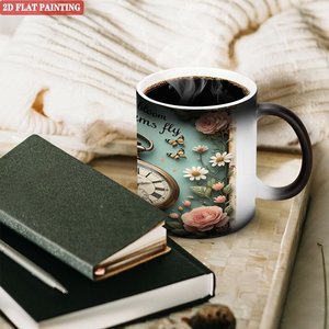 Thick Handle Durable <b>Ceramic</b> Mug 11oz Heat Changing <b>Cup</b> Frosted Black - Product Image 3