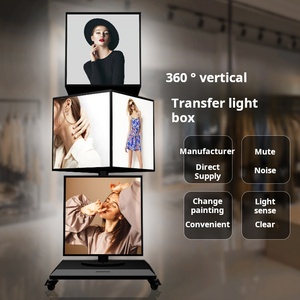 Hộp Đèn <span class=keywords><strong>Led</strong></span> Nhiều tầng kim loại đứng hình khối Bốn Mặt hiển thị hộp hiển thị quảng cáo xoay dọc - Product Image 4