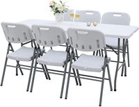 Table de pique-nique pliante en plastique de haute qualité, 6 pieds, pour camping, fêtes, repas, table de banquet pliable avec poignée