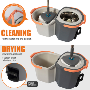 Houroffer Thiết Kế Mới Quay Lau Xô Tự Làm Sạch Chân Bàn Đạp Cơ Chế + 2 Thay Thế Sợi Nhỏ Đầu Ướt/Khô Sàn Hệ Thống - Product Image 3