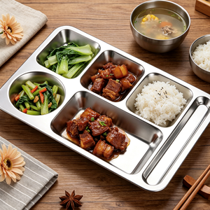 Bandeja Rectangular de Acero Inoxidable FLEY para Servir Comida Rápida, Plato Moderno Ecológico para la Cena, Venta al por Mayor - Product Image 2
