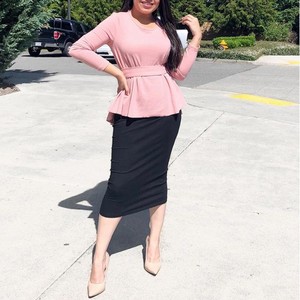 Jupe longue crayon moulante noire décontractée et respirante à taille élastique très extensible pour femme – Collection 2025 (vente en gros) - Product Image 5