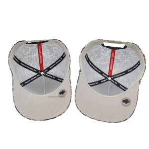 Laser Cut Perforated 5 Panel Camouflage Golf <b>Cap</b> OEM Waterproof Polyester Custom PVC Logo Sport Baseball Hat <b>Camo</b> - Product Image 3