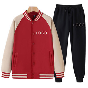 Áo hoodie oversized hợp thời trang mùa đông áo khoác bóng chày Màu nút dài tay thoải mái tùy chỉnh nhóm thời trang giản dị + quần - Product Image 1