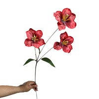 Bunga Tulip Sutra 3 Kepala Model Kelopak Terbalik, Bunga Simulasi Tulip untuk Latar Belakang Pernikahan, Hiasan Meja, dan Penghias Jalan Foto