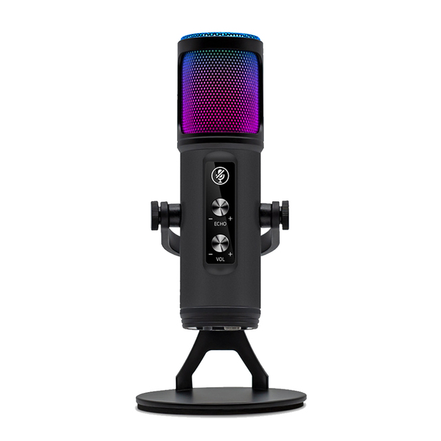 USB Studio Microphone With RGB Light Tabletop Microphone Noise Reduction for Gaming Recording Streaming Condenser Microphone