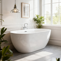 Vente en gros de baignoire autoportante en résine acrylique UPC pour salle de bain, baignoire profonde ovale pour adultes