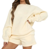 Ensemble 2 pièces de haute qualité pour femmes, sweat-shirt décontracté à col rond et short en tricot d'été, respirant