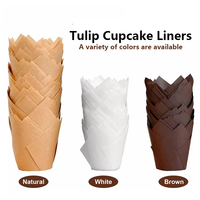 Outils de Cuisson et Pâtisserie Gobelets à Cupcakes Tulipe Jetables Marron et Blanc en Papier