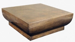 Table basse en bois minimaliste, faite à la main, design moderne pour salon, plateau et structure en bois massif, design carré - Product Image 1