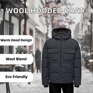 Veste d'hiver à capuche en laine écologique à col en V pour homme, avec fermeture éclair et boutons, vente en gros, très demandée - Product Image 2
